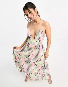 Платье макси с вырезом и завязками ASOS DESIGN