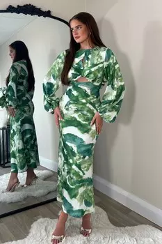 Платье макси с вырезом «Клара» Girl In Mind, зеленый