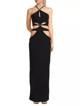 Платье макси с вырезом звездочкой и бретелькой на бретельках Patbo, черный