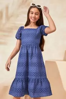 Платье макси с вышивкой (5 16 лет) Lipsy, синий