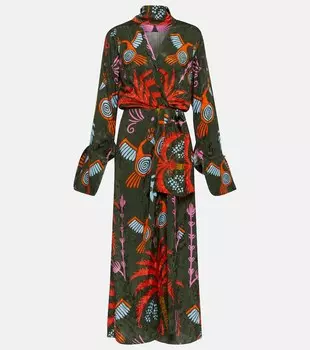 Платье макси с вышивкой и принтом JOHANNA ORTIZ, разноцветный