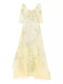 Платье макси с вышивкой Saiid Kobeisy, желтый