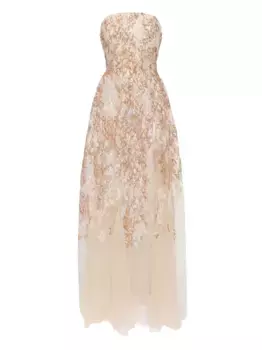 Платье макси с вышивкой Saiid Kobeisy, золотой