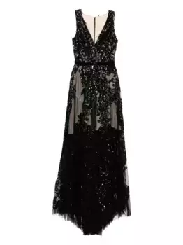 Платье макси с вышивкой Saiid Kobeisy, черный