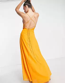 Платье макси с запахом и шнуровкой на спине ASOS DESIGN