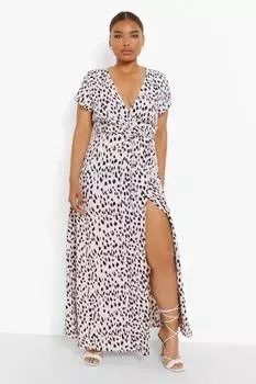 Платье макси с запахом Plus Animal boohoo, розовый