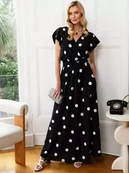 Платье макси с запахом спереди HotSquash, черное