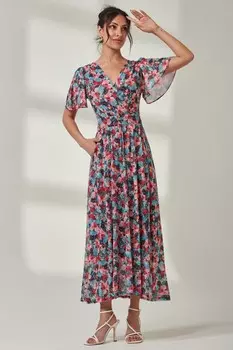 Платье макси с запахом спереди от Gracelyn Jolie Moi, зеленый