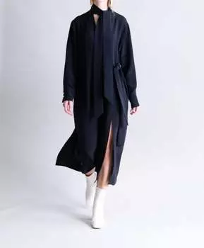 Платье макси с завязкой черного цвета Psophia