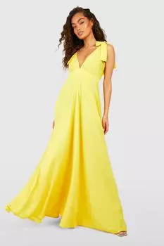 Платье макси с завязкой на плечах Boohoo, желтый
