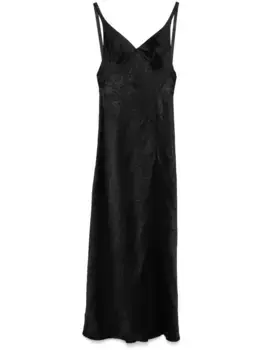 Платье макси с жатым эффектом Alexander McQueen, черный