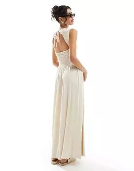 Платье макси с жатым лифом и открытой спиной ASOS DESIGN