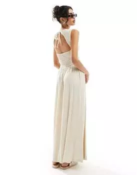 Платье макси с жатым лифом и открытой спиной ASOS DESIGN