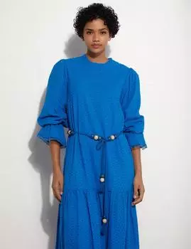 Платье-макси с зубцами Кобальтово-Синий Kayra