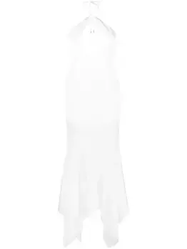 Платье макси Saskia с вырезом халтер The Attico, белый