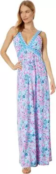 Платье макси Serena с V-образным вырезом Lilly Pulitzer, цвет Celestial Blue Seek and Sea Engineered Maxi
