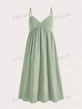 Платье-макси Shein Ezwear на тонких бретелях, мятно-зеленый