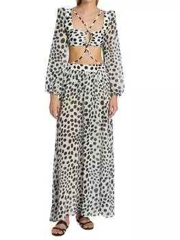 Платье Макси Шифоновое PatBO Bossa с вырезами, черный / белый