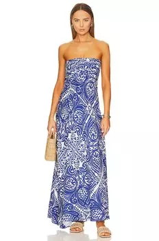 Платье макси Shona Joy Pombeline Strapless Corded, цвет Ivory & Deep Blue