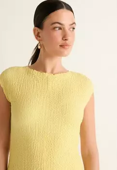 Платье макси Short Sleeve Textured Column Tall Next, лимонно-желтый