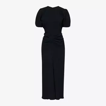 Платье-Макси Slim-Fit из эластичной ткани со сборками Victoria Beckham, черный