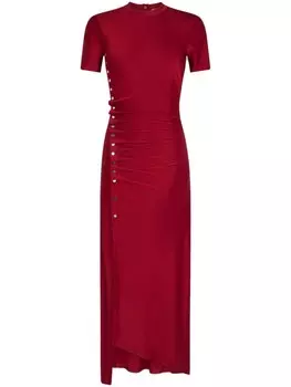 Платье макси со сборками Rabanne, красный