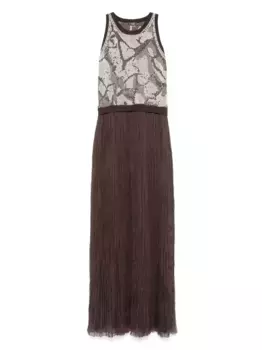 Платье макси со складками Peserico, коричневый