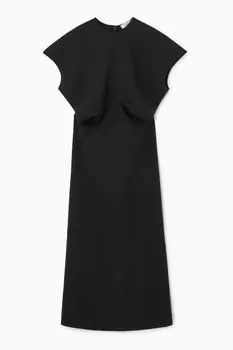 Платье макси со спиральной строчкой COS, черный