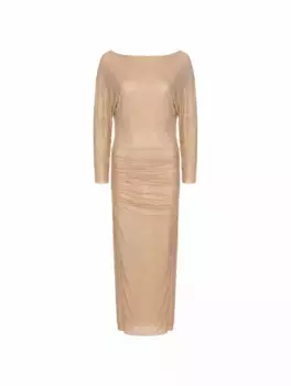 Платье макси со стразами Self-Portrait, золотистый