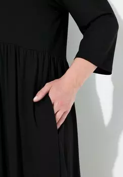 Платье макси SQUARE NECK STRETCH EMPIRE A-LINE POCKET Ulla Popken, черный