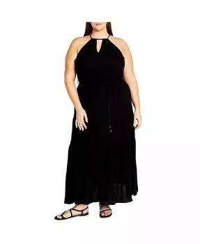 Платье макси Stacey размера плюс с бретелью через шею CITY CHIC, черный