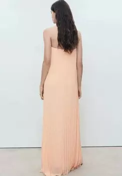 Платье макси STRAPLESS GEPLOOIDE Mango, коралловый