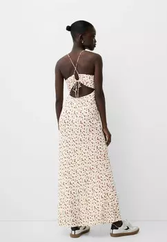 Платье макси STRAPPY Bershka, белый