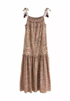 Платье макси STRAPPY DROP WAIST TIERED Next, коричневый