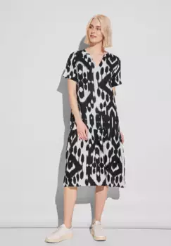 Платье макси STREET ONE из льна, черный