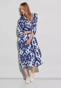 Платье макси STREET ONE из льна, цвет Deep Water Blue