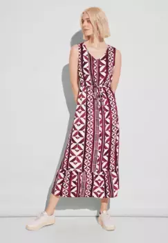 Платье макси STREET ONE с кулиской на талии, цвет Mahogany Red