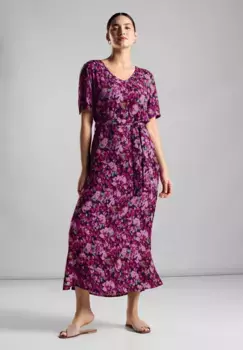 Платье макси STREET ONE с поясом на талии, цвет Magnolia Pink
