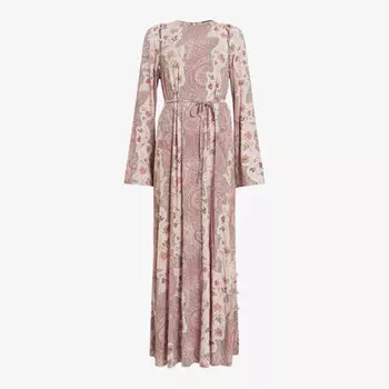 Платье макси susannah cascade из эластичной ткани с графическим принтом Allsaints, розовый
