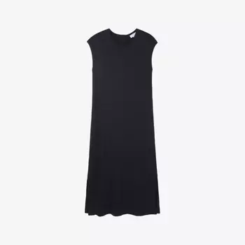 Платье макси свободного кроя с удлиненными плечами The White Company, черный