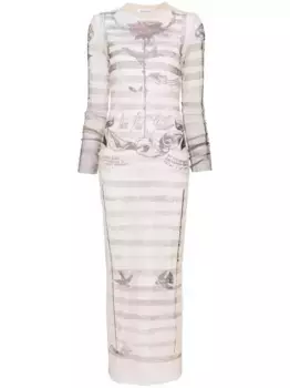 Платье макси Tattoo Marinire Jean Paul Gaultier, нейтральный