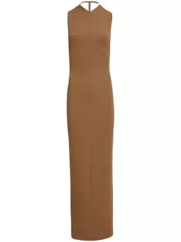 Платье макси Terri с V-образным вырезом KHAITE, коричневый
