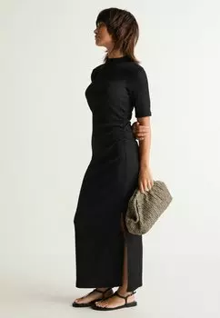 Платье макси TEXTURED RUCHED REGULAR FIT Next, цвет black