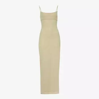 Платье макси Thais из эластичной сетки из переработанного полиэстера с разрезами Miaou, хаки