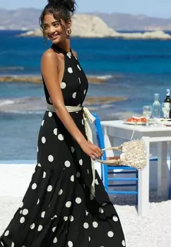 Платье макси TIE SIDE POLKA DOT REGULAR FIT Friends Like These, черный