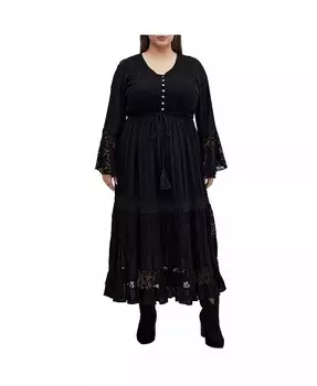 Платье макси Tisha Lace Plus Size CITY CHIC, черный