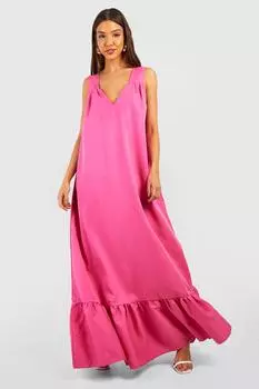 Платье макси трапеции Boohoo, розовый