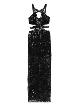Платье макси, украшенное пайетками Just Cavalli, черный