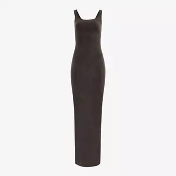 Платье макси узкого кроя из эластичного органического хлопка с квадратным вырезом Entire Studios, черный