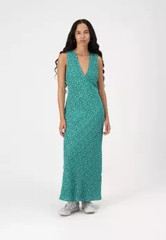 Платье макси V-NECK CRINKLE COLUMN MAXI Abercrombie & Fitch, зеленый